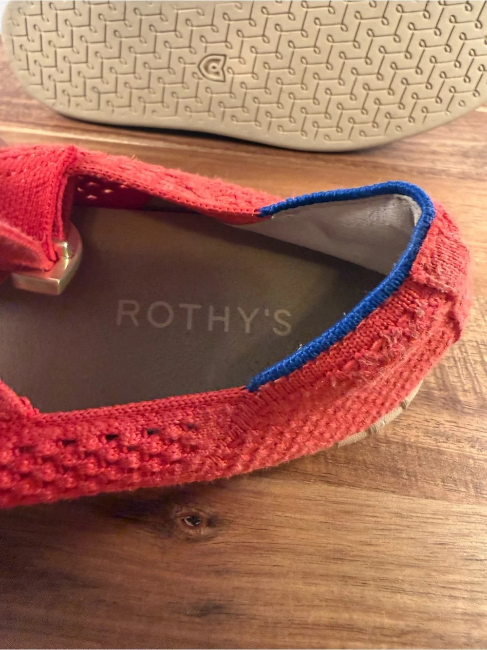 Rothy's Mary Jane Flat with Espadrille Style Sole Red Size 8.5